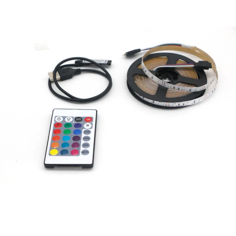 Smd 5v USB 2835 rgb 방수 led 스트립 24 키 ip30 ip65 컨트롤러 TV 배경 조명 데스크탑 장식 조명 0.5m -5m, ip65 컨트롤러