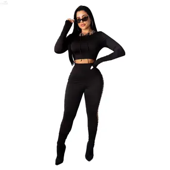 

Tracksuit Women Set Full Sleeve Leopard Print Hoodies Pants Two Piece Set Suit Night Clubwear Sportswear Women Outfit Sweatsuit