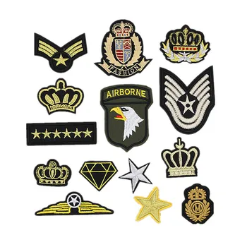 

one set embroidery patch army crown eagle star patches for bag hat badges applique patches for clothing GU-130