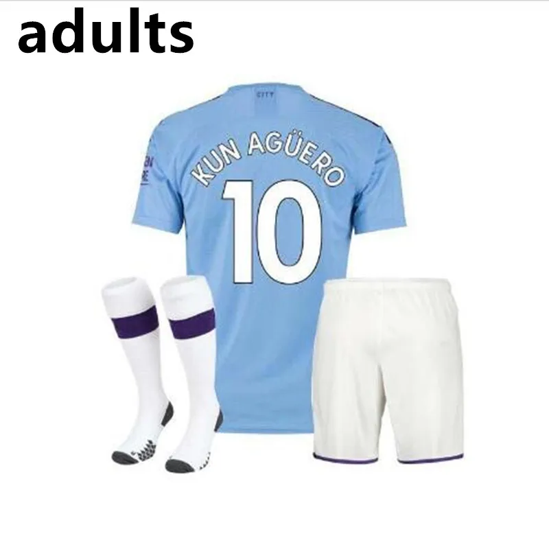 Комплект для взрослых Футбольная Футболка «Манчестерский город» JESUS DE BRUYNE KUN AGUERO MAHREZ G. JESUS BERNARDO SANE SILVA футболка для футбола - Цвет: shirt