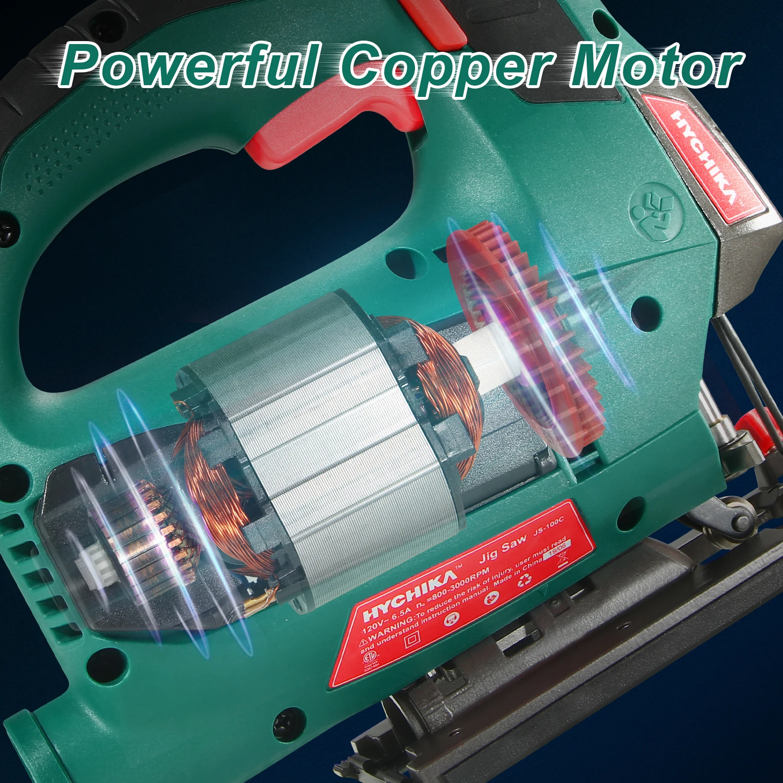 HYCHIKA Jigsaw 6.7A 800W Jig Saw 6PCS Blades Pure Copper