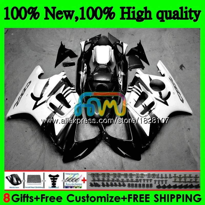 600CC обтекатель для HONDA CBR600F3 CBR 600 FS 600F3 600FS 3BS. 195 CBR600 F3 91 92 93 черно-белые 94 1991 1992 1993 1994 комплект+ майка