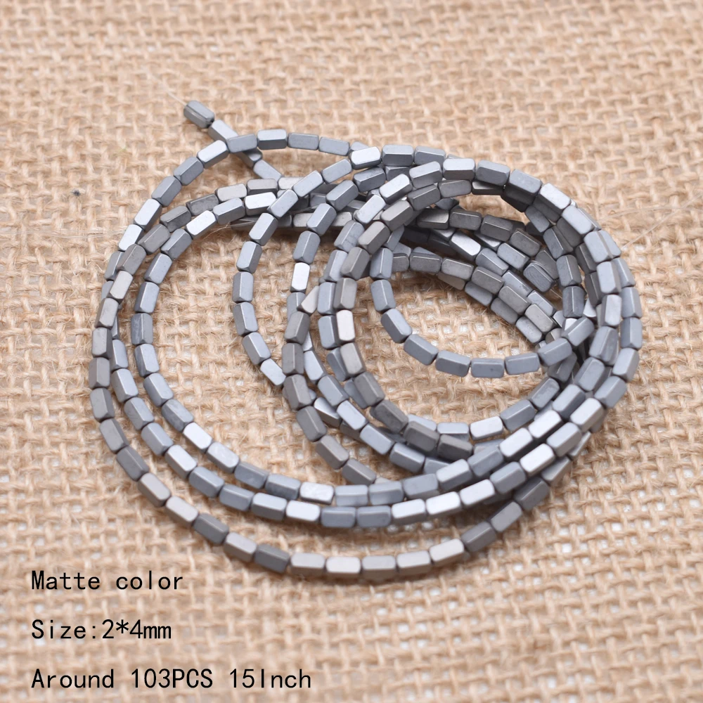 31-2x4mm matte 2 мм Сияющий натуральный камень гематит свободные разделительные Квадратные бусины покрытые цветными квадратными бусинами для изготовления ювелирных изделий Аксессуары - Цвет: 31-2x4mm matte