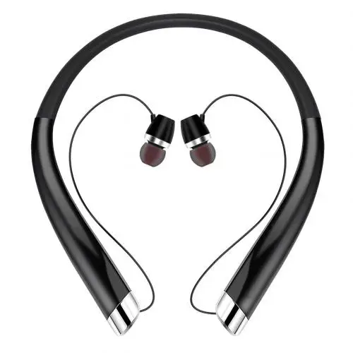 Черный HX-1200 спортивные наушники с Bluetooth 4,1, 3D стерео наушники-вкладыши с шейным ремешком, с микрофоном, портативная гарнитура с большим аккумулятором 180 мАч - Цвет: Черный