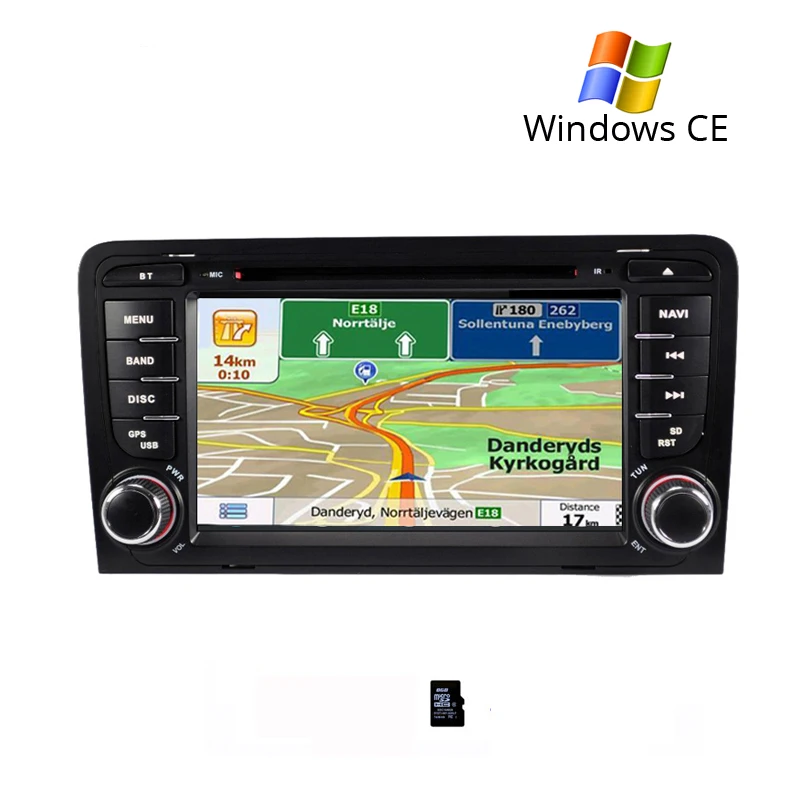 Wince with map 2 din Navi Автомагнитола для Audi A3 2002-2011 Автомобильный мультимедийный dvd-плеер gps Навигация стерео для Audi 8P A3 Авторадио 8P1 экран - Цвет: Wince with map