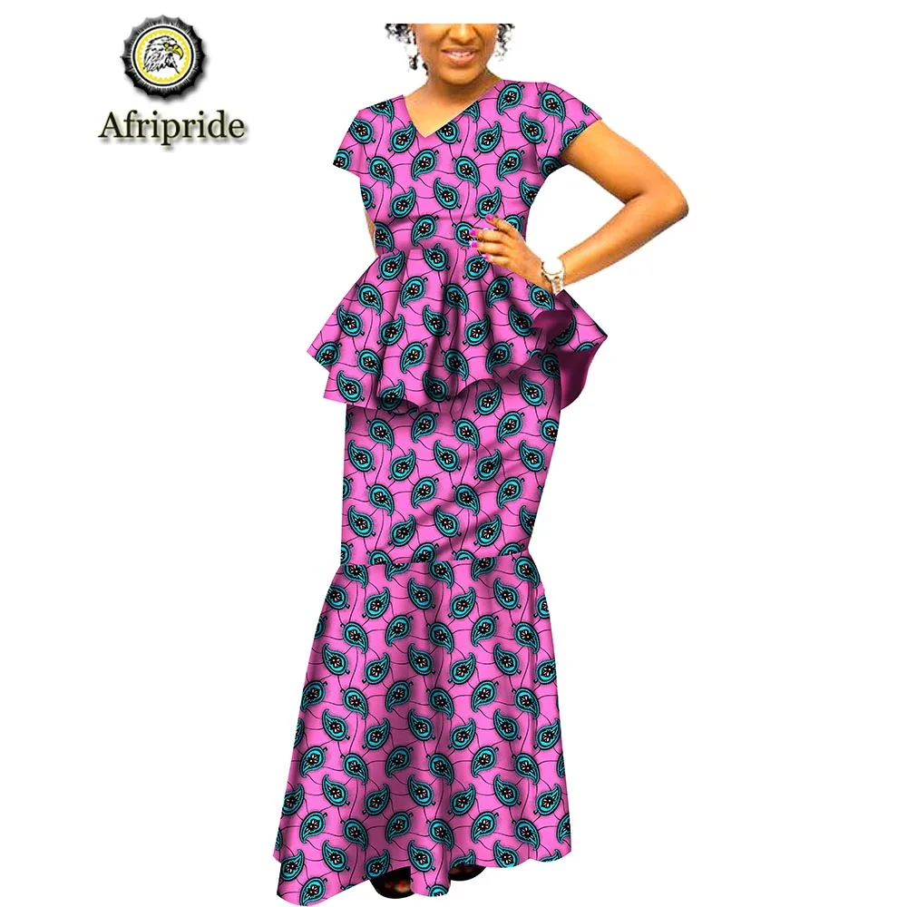 Африканские платья для женщин Дашики AFRIPRIDE Анкара принт повседневное женское платье Анкара принт воск батик весна и осень S1825051 - Цвет: 265x