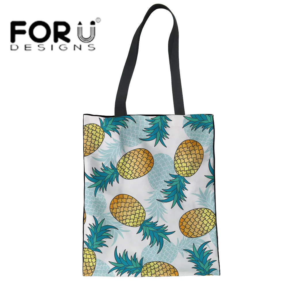 FORUDESIGNS/Модная Повседневная сумка для покупок с рисунком ананаса из мультфильма, эко женская сумка, складная Женская Повседневная сумка для покупок - Цвет: RI015Z22