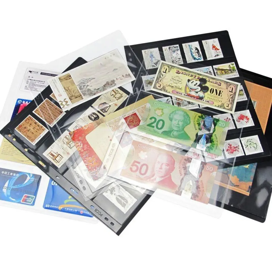 Postage Stamp Album Pages 6/7 rows 4/8 pockets 10PCS/Lot Coin tokens Commemorative Coin Medallions Badges Banknotes Collection coins collection album,coin collection album,coin stamp holders