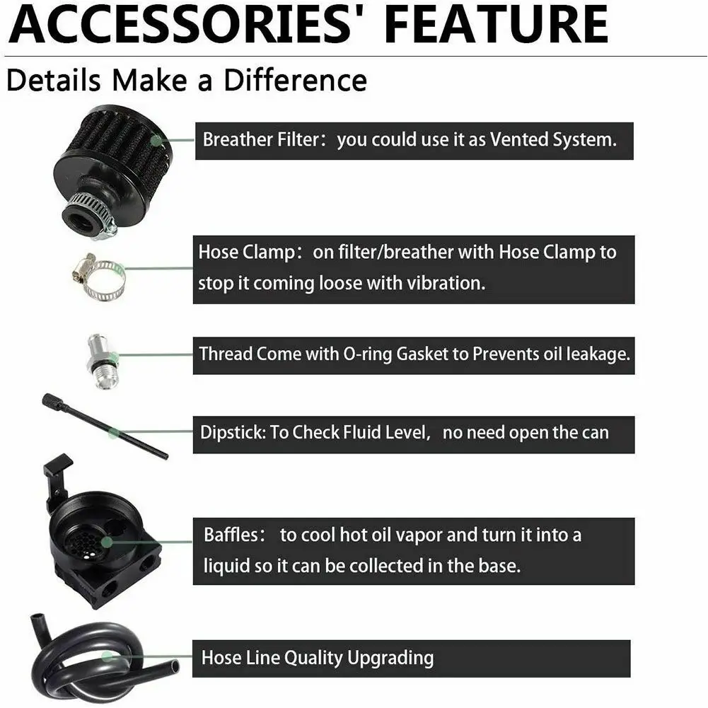 Enhanced Universal Aluminum Oil Catch Can with Breather Filter