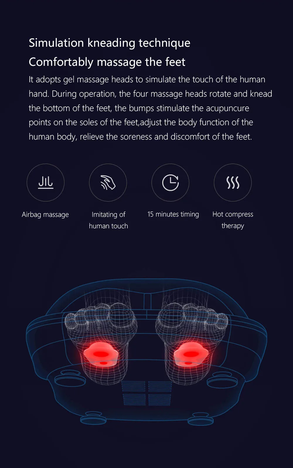 Lf рефлексотерапия разминание Вибрационный Массажный ролик для ступней Shiatsu 3d массаж здоровья Электрический Автоматический нагрев от xiaomi Youpin