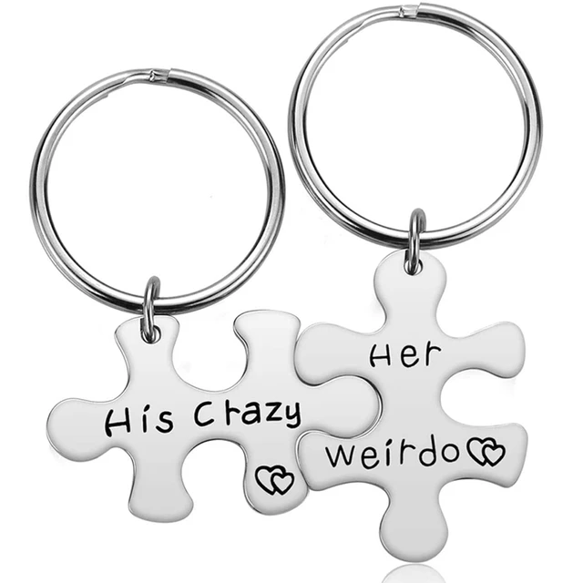 Couple Gifts for Boyfriend Girlfriend - His Crazy Her Weirdo Keychain for Him  Her Keyring Valentine's Day Gift for Husband Wife - AliExpress