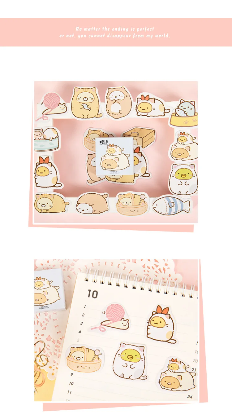 45 шт./кор. Kawaii Канцелярские Стикеры s милый Кот стикер s Мультфильм Декор Наклейка для детей DIY Скрапбукинг дневник принадлежности для альбома