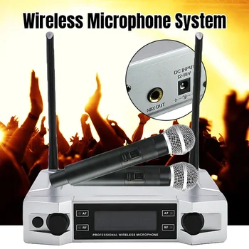 

High Quality UHF Wireless Karaoke Microphone System LCD Display with Dual Handheld Mic for Party KTV New