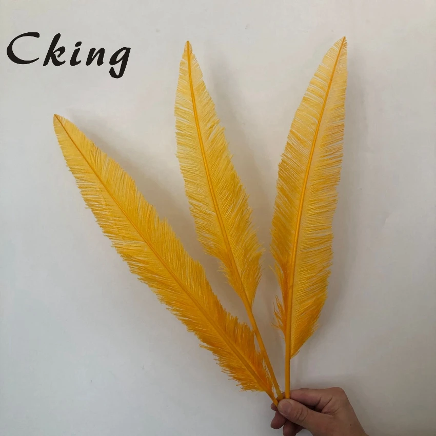 gold yellow 50 шт. Бирюзовый синий окрашенный Страус Nandu Перья 45-50 см 18-2" натуральный Страус драбы Свадебная вечеринка Карнавал Украшения - Цвет: gold yellow