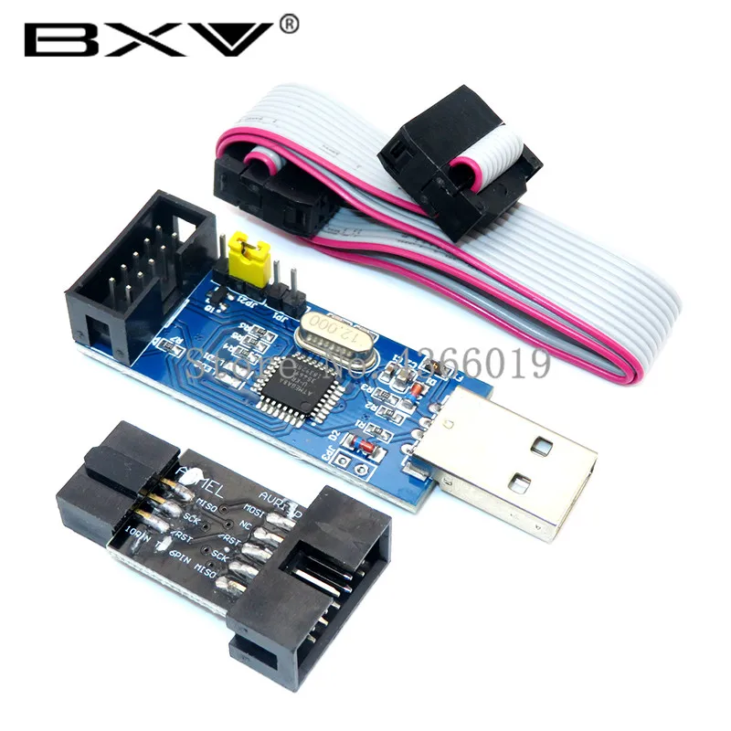 1Set 1 комплект 10Pin до 6 Pin адаптер плата+ USBASP USBISP AVR программатор USB ATMEGA8 ATMEGA128 ATtiny/CAN/PWM 10Pin провод модуль DIY - Цвет: 1Set