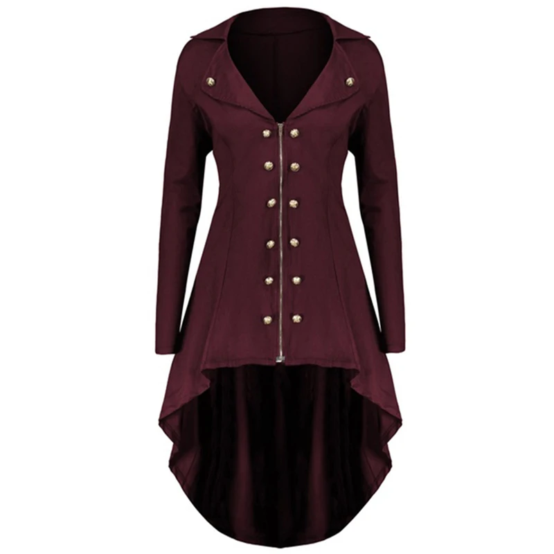 CALOFE Осень Зима Новое поступление женское винтажное стимпанк викторианское длинное пальто куртка тонкая верхняя одежда куртка S-3XL - Цвет: red