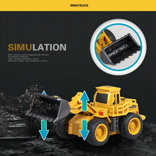 2.4GH 1:18 Mini RC Construction Truck Model Tractor Bulldozer Excavator Remote Control Engineering Small Vehicle Gift Kids Toys