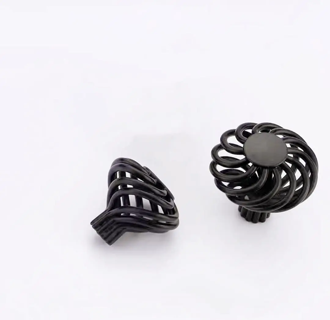 

5Pcs Furniture Drawer Pull Handle Black Birdcage Iron Material ( D:35MM H:34MM )