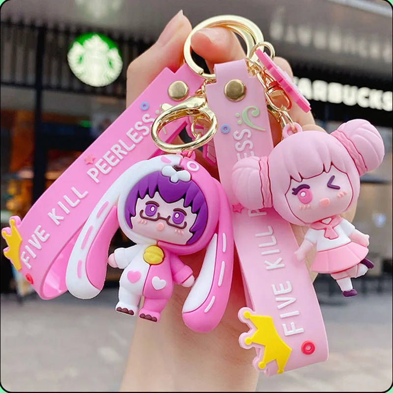 Cartoon Game Characters King Glory Hero Angela Keychain Cute Girl Luban No.7 Doll Keyfob Bag Pendant Women Gift Trinket Keyring | Украшения