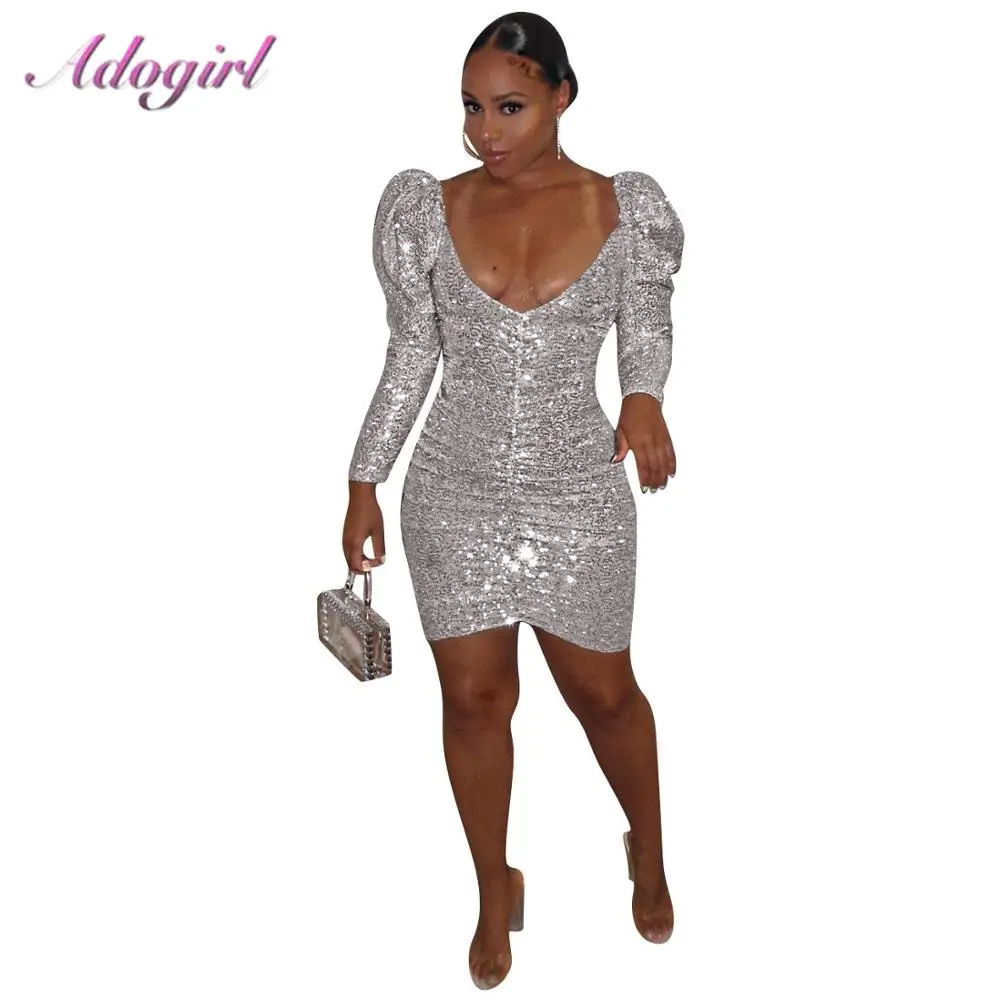 silver bodycon mini dress