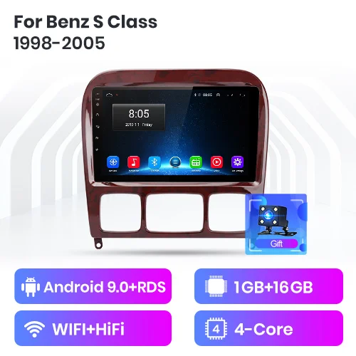 Junsun 2G+ 32G Android 9,0 для Mercedes Benz S Class W220 S280 S320 S350 S400 S430 S500 S600 1998-2005 автомобильный Радио Мультимедиа DVD - Цвет: WIFI 1-16GB