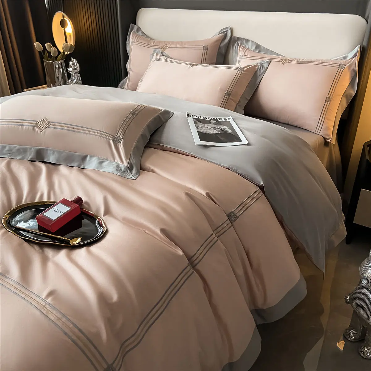 OLOEY Bedding set Egyptian cotton 100S Phnom Penh duvet cover flat sheet pillowcases Soft bed sets Embroidery