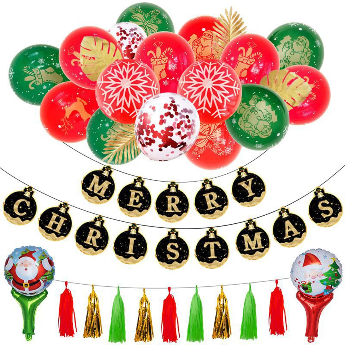 

Christmas Party Supplies Home Party Favor Decor Snowman Santa Claus Balloons Merry Christmas Banner Sequin Latex Balloons