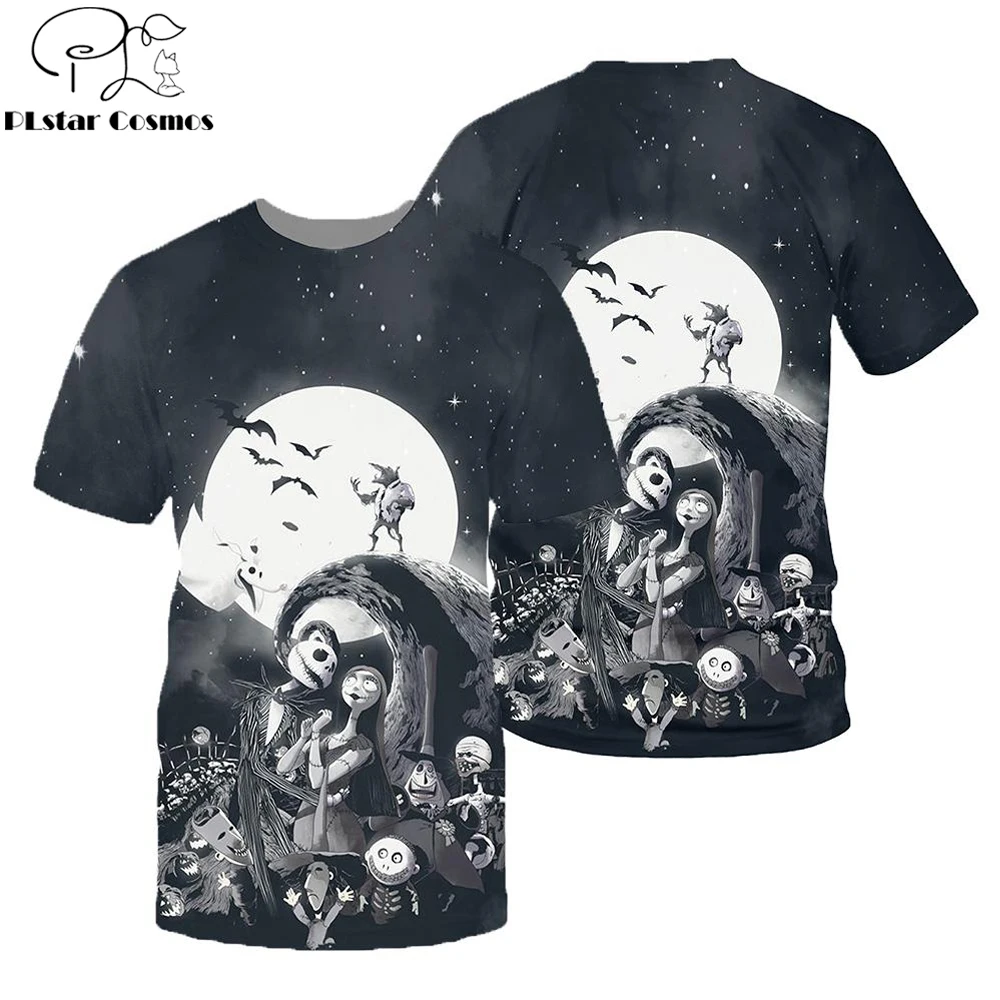 

Halloween summer 3D Fashion t shirt The Nightmare Before Christmas Skeleton Printed t shirts funny women men T-shirt