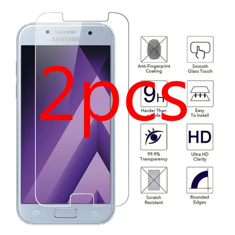 2 шт. A5 2017 защита для экрана Samsung Galaxy искусственное закаленное стекло стеклянная