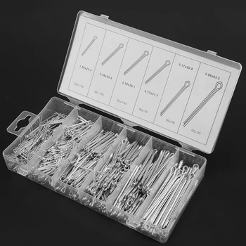 

555pc/Set Split-Cotter Pin Mechanical Hitch Hair Tractor Fastener Clip Kit Wit Case Fastening Cotter Pin Assortment Kit Split