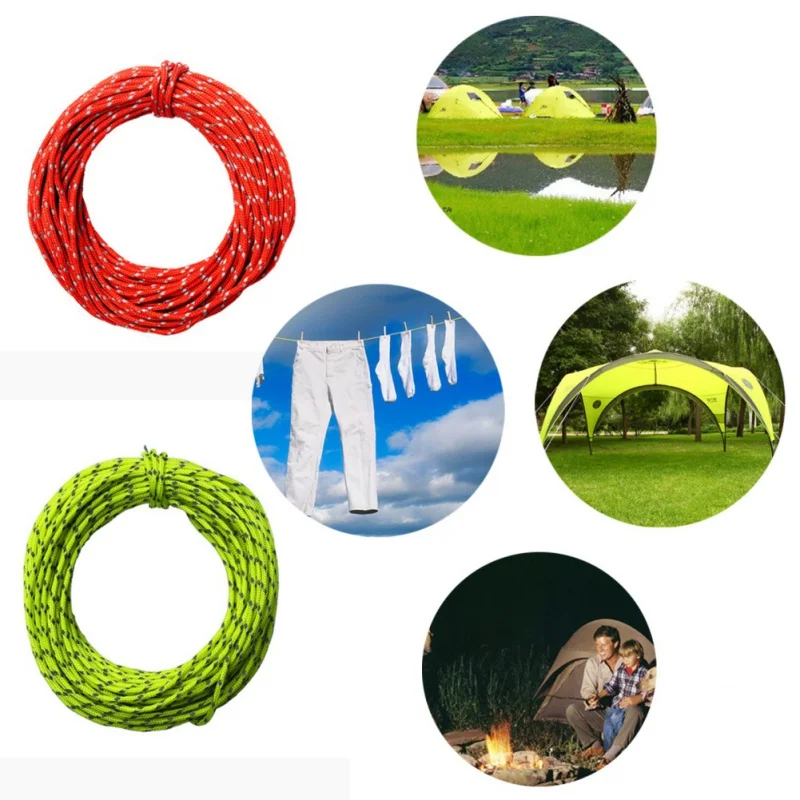 24 meters 2.5mm parachute 3 strand Reflective Tent wind rope fixed rope fishing line clothesline Multipurpose Tent Accessories