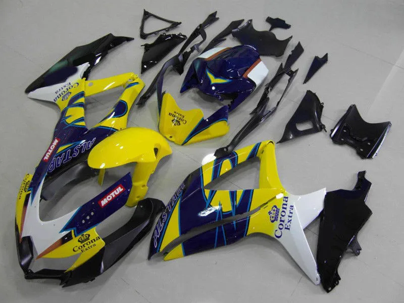 

New TOP (Injection molding) ABS Fairing Kits Fit For Suzuki GSX-R600 GSX-R750 K8 2008 2009 2010 Fairings set yellow blue corona
