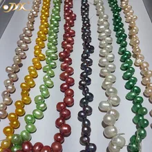 JYX натуральный жемчуг своими руками материалы овальные круглые с большими бусинами 7,5-10*10-12 мм красочные ручной работы высокого качества 15-16"