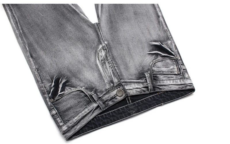 Джинсы Для Мужчин серый стрейч Slim Fit Ретро Винтаж Демисезонный высокое качество Yong Штаны из денима для мальчиков Мужская одежда Мода, JNF312