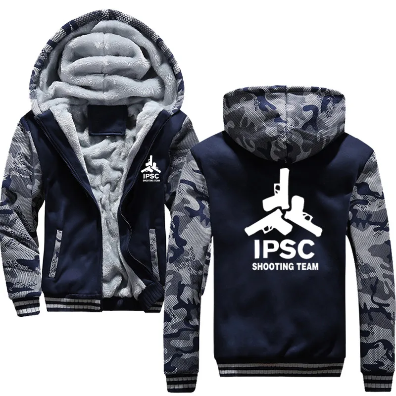 IPSC осенне-зимние куртки Толстовка Мужская модная уличная одежда флисовая толстовка мужская спортивная одежда модный пиджак - Цвет: Navy blue