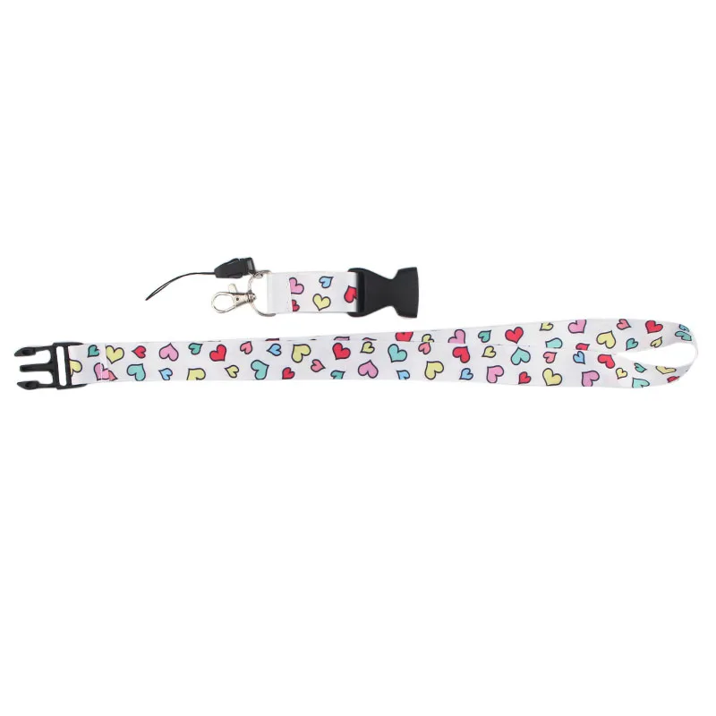 PC229 модные красочные сердце брелок Lanyards держатель удостоверения личности ID карты пройти тренажерный зал мобильный телефон ключ ремень