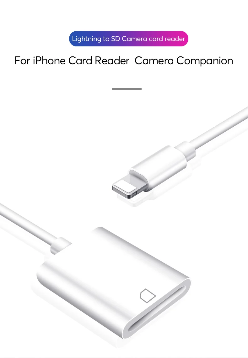 UTHAI C27 кард-ридер для Lightning-SD смарт-камера карта адаптер для считывателей для iPhone iPod Apple карты памяти использовать не нужно приложение
