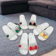 Футболка с рисунками из мультфильма «Улица Сезам» Для мужчин; тапочки на нескользящей подошве пляжная обувь, шлепанцы Ванная комната летние сандалии на мягкой подошве Вьетнамки человек