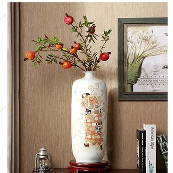 

YILUNXI vase decoration living room hand-painted flower arrangement ceramic desktop home dried flower handmade Klimt art