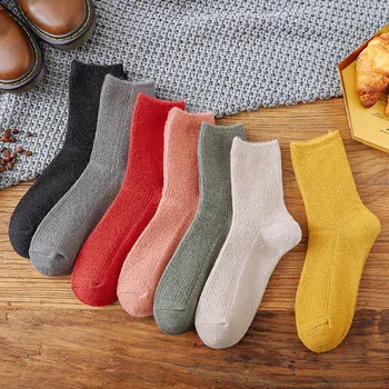 

Autumn Winter Cotton Super Thicker Women's Socks Solid Color Wool Socks Warm Sweat Women Socks High Quality Socks