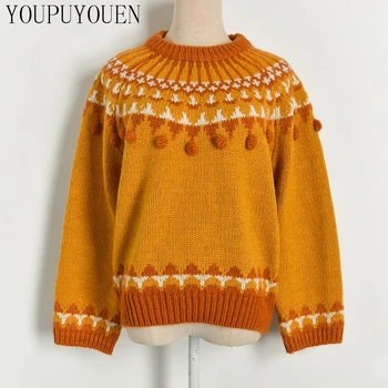 

New Thick Jacquard Wool Knitted Sweater 2019 Winter Women Vintage Pullover Knit Jumpers Ladies Fashion Knitwear Autumn Clothes