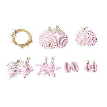 

24Pcs Shell Pendant Charms Ocean Sea Star Conch Shell Beads Pendant for Jewelry Making Necklace Bracelet Earring