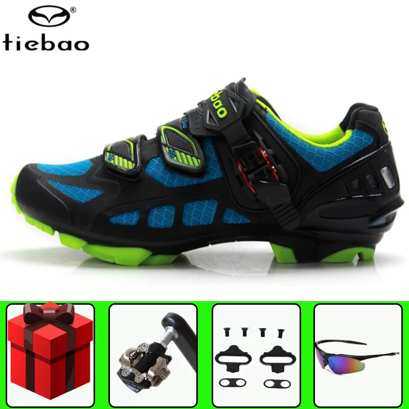 

Tiebao Sapatilha Ciclismo MTB Cycling Shoes men Spd pedals set Professional Bike Self-Locking Shoes Breathable Bicycle sneakers