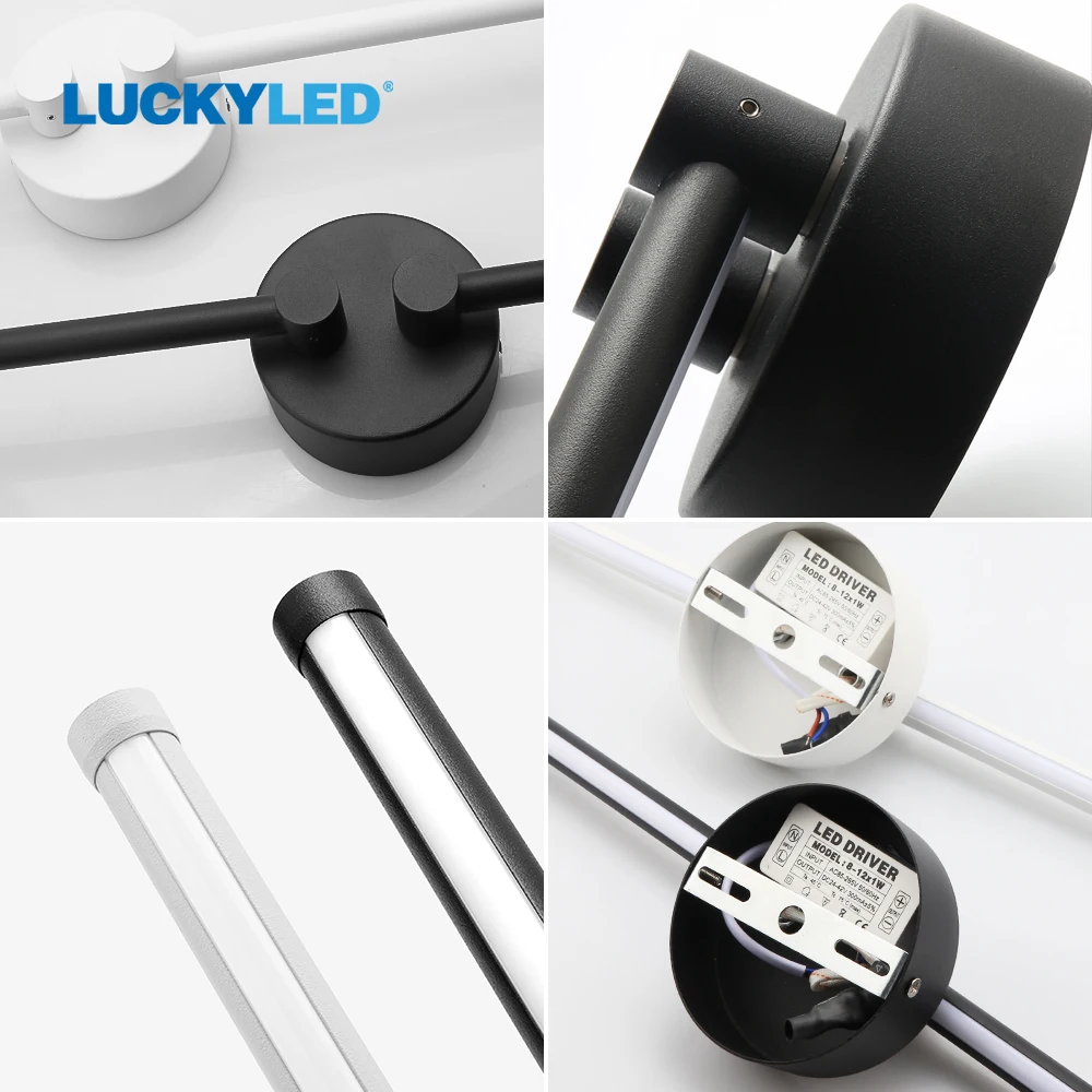 LUCKYLED Led Wall Lamp Rotation Adjustable with Switch Led Wall Lights Interior Living Room Bedroom Modern Sconce Lamp