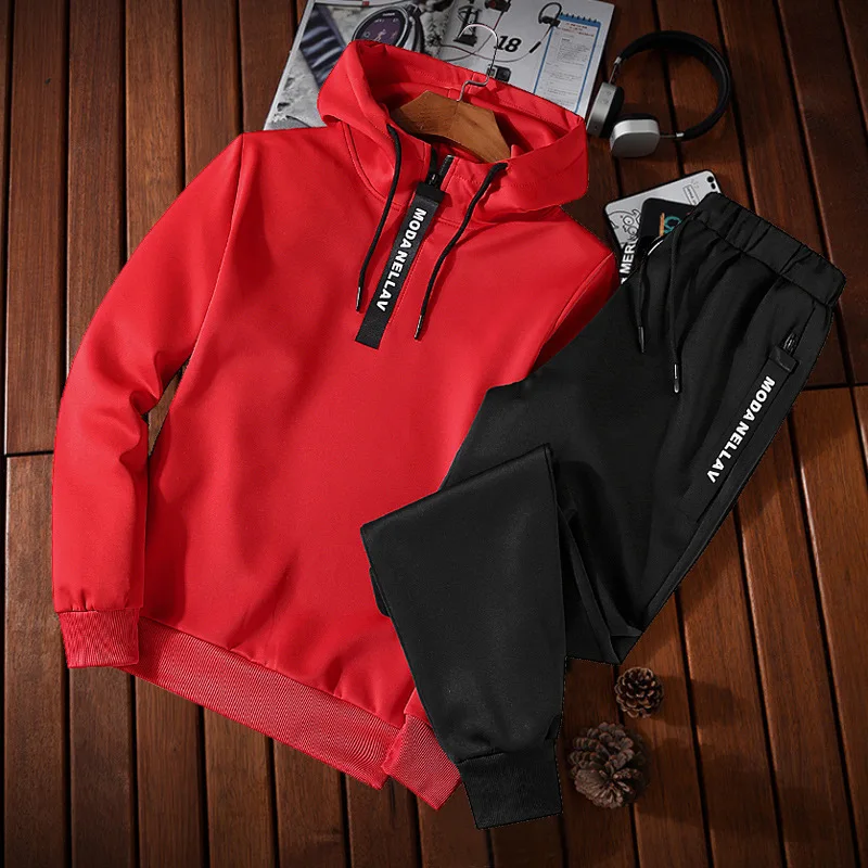 Blog 2019 2PC Hoodies Men Spring Autumn Fleece Liner Hooded Sweatshirts  Sweatpants Male Brand Streetwear  2 Pieces Hoody
