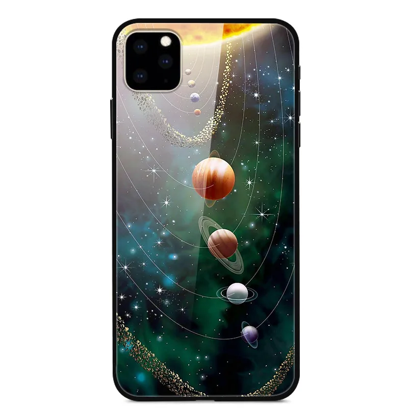 Для iPhone 11 Pro Max, чехол из закаленного стекла, планета космос, чехол из стекла для iPhone 11 11Pro Pro, максимальный чехол, оболочка - Цвет: 31