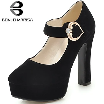

BONJOMARISA Spring New Ladies Elegant Shallow Platform Pumps Super High Heels Decorating Pumps Women Fashion Bridal Shoes Woman