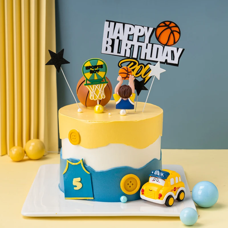 

Basketball Theme For Boys Cake Topper Soft Shooting Boy Decoration Happy Birthday Party Decoration Toy Dessert Table Dress Up