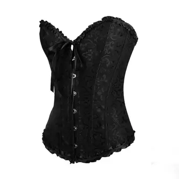 

Women Gothic Lace-up Jacquard Waist Slimming Belt Corset Korsett Overbust Bustiers Waist Trainer Shapers Body Shaper