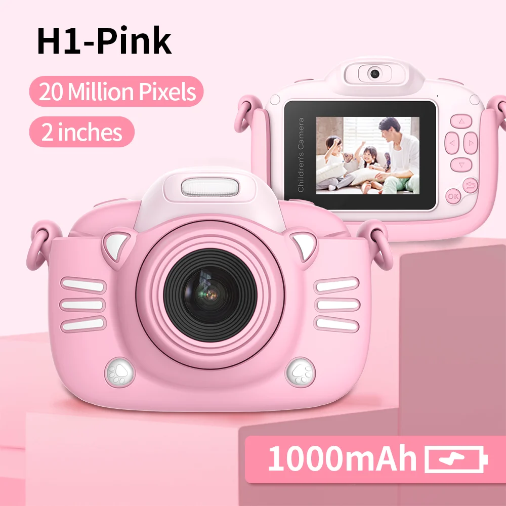 H1-Pink Детская цифровая камера 30MP 2,4 дюймовый ips экран 1080P HD видео селфи мини SLR детская игрушка камера для рождественских подарков Minibear - Цвет: H1-Pink
